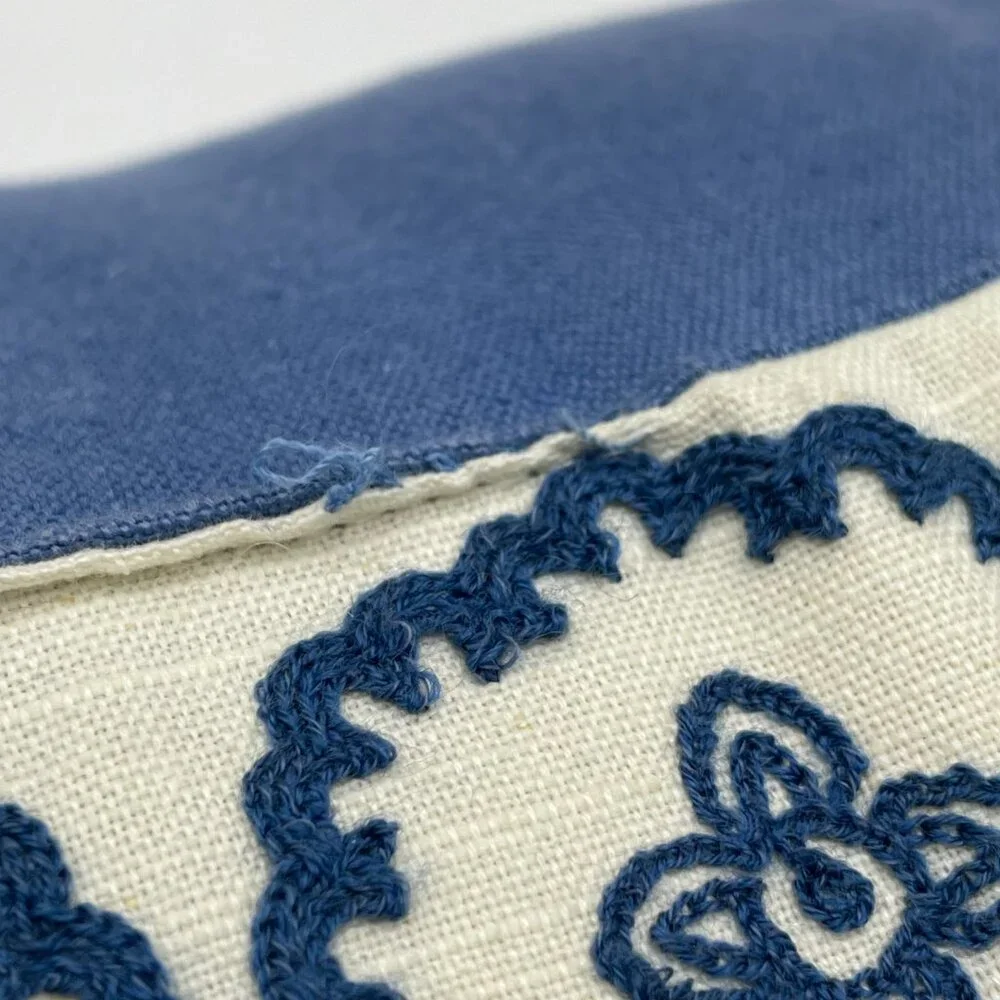 Decorative Cushion Embroidered Pillow Blue White Pattern Home Decor‎ Living Room